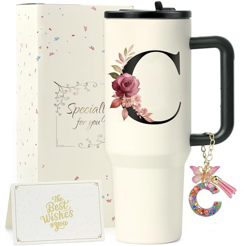 ZIOSINM A-Z Regalos Originales para Mujer, 1.2L Vaso Termico | Termo Cafe de Acero Inoxidable Doble Capa con Tapa y Pajita, Regalo Mujer Ideal para Cumpleaños, Navidad y San Valentín