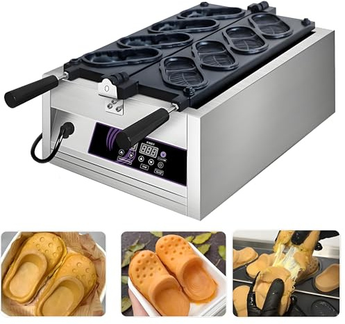 3000W Shoes Shape Waffle Maker,Electric Shoes Shape Stuffed Waffles Maker,Non-stick Rotating Waffle Makers,for Food Stores Restaurants, Making Waffles(6 Mold)