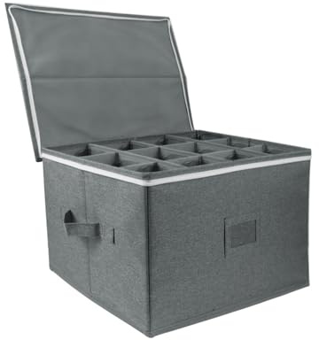 LUCKGONI Organiseur pliable pour verres à vin avec compartiments et poignée, support à champagne en cristal, empilable, étui de rangement rigide