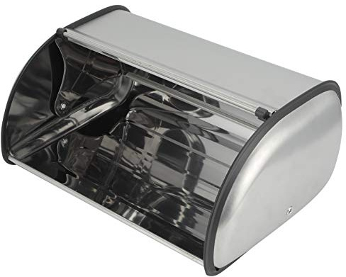 HELEVIA Large Capacity Bread Bin, Stainless Steel Bread Box, Compact Design, Non-slip Base, Simple Round Handle, for Breads, Cake Storage Box, High-Grade Frosted
