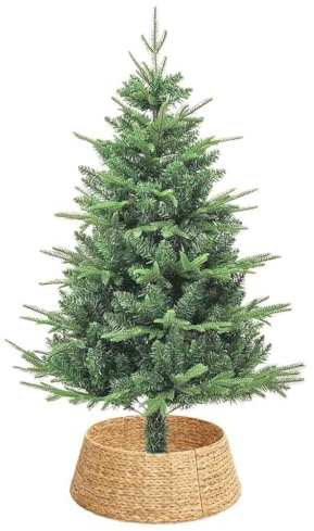 vidaXL Collar para árbol de Navidad Marrón 60 x 60 x 22 cm, Adorno Moderno Redondo para Navidad, Base para árbol, Accesorio Chic, Decoraciones para Sala en Fiestas