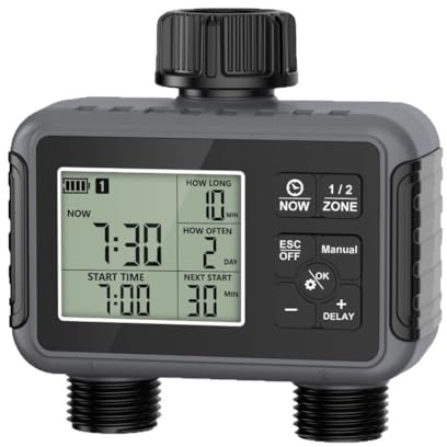 Ordinateur d'irrigation 2 minuteries programmable pour arrosage de jardin IPX5 étanche