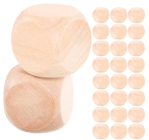 Hemobllo 50pezzi Cubi di Legno Grezzo Vuoti Dadi in Legno Facce per Personalizzazione Giochi da Tavolo e Insegnamento della Matematica