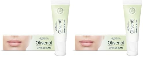 Olivenöl Lippencreme I für weich-gepflegte Lippen I Spendet Feuchtigkeit I Lippenpflege mit Dexpanthenol & Olivenöl I Repariert & schützt die Lippen I von medipharma cosmetics (Packung mit 2)