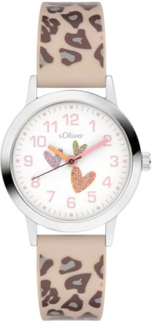 s.Oliver Kinderuhr- 30 mm - Gute Ablesbarkeit - widerstandsfähiges Silikonband - 3 ATM wasserfest - hoher analoge Armbanduhr für Mädchen mit Quarzwerk und verschiedenen Lieblingsmotiven- Geschenkidee