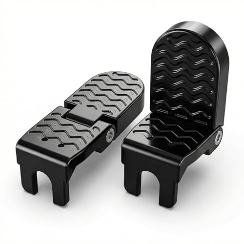 RHEOLITH Heavy Duty E-Bike Foot Pegs, Foldable Rear Pedals for Passenger, Manganese Steel Reinforced Aluminum Bike Footrests with 15mm U-Slot & Anti-Slip for E-Bike, Mountain Bike, Folding Bicycle
