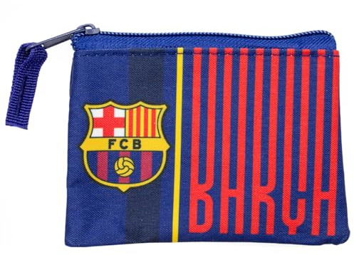 Monedero Rectangular FC Barcelona Oficial 12,5 x 10 cm | Billetero Compacto 100% Poliéster con Cremallera Segura | Accesorio Licenciado para Fans