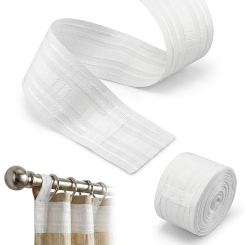GVSS Voilage Galon Fronceur 8,5cmx3mm,Ruban de Rideau Multifonctionnel,Rufflette pour Rideaux,Bande de Rideau Épaissie pour Crochet et Tringle,Accessoire de Bricolage pour Fenêtre