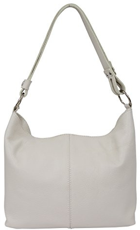 AMBRA Moda Damen Leder Handtasche Schultertasche Umhängetasche Hobo bag GL005 (Beige)