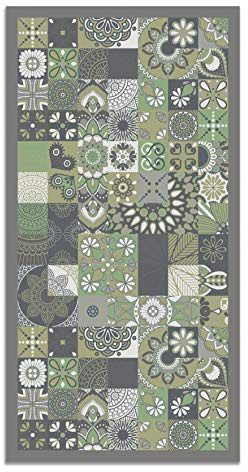 Panorama Vinylteppich - Modell Vynilteppich Hydraulic Fliesen Grün Farbe - 40x80 cm - Verschiedene Größen - Deko Küche, Läufer und Outdoor