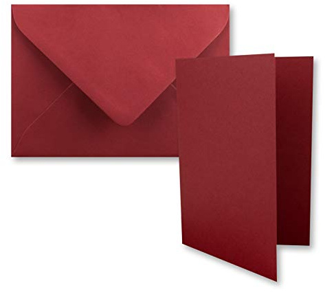 FarbenFroh by GUSTAV NEUSER 25x Faltkarten-Set DIN A7-10,5 x 7,4 cm - mit Umschlägen DIN C7 in Dunkelrot (Rot) - Kleine Doppelkarten blanko zum Selbstgestalten und Bedrucken