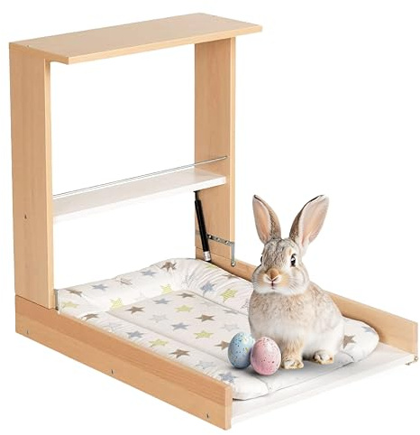 Geuther 4872 Étagère à langer murale Wicki Étagère avec matelas à langer peu encombrante utilisable d'une seule main planche à langer agréable pour le dos naturel Motif: Party animals