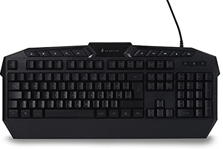 SureFire Kingpin Gaming Tastatur, Gaming Multimedia Keyboard mit programmierbarer LED-Hintergrundbeleuchtung, RGB-Tastatur mit USB-Kabel, 25 Anti-Ghosting-Tasten, QWERTZ-Layout Deutsch