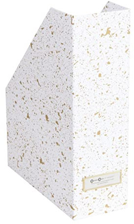 BIGSO VIKTORIA Stehsammler mit Beschriftungsetikett – Zeitschriftensammler aus Faserplatte und Papier – Stehordner für Akten, Dokumente oder Zeitschriften – gold gesprenkelt