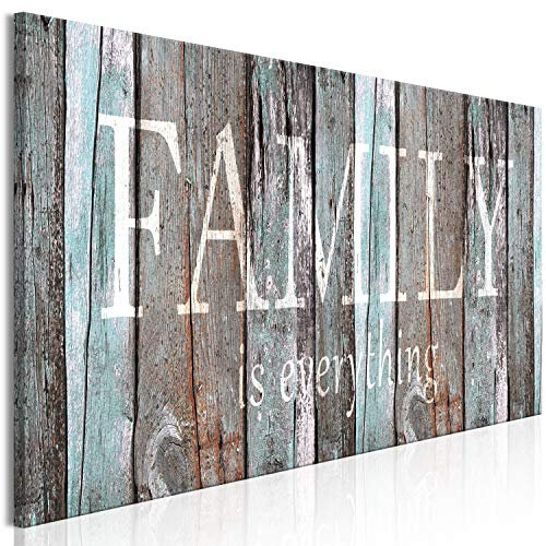 murando - Akustikbild Aufschrift Family is everything Bilder Akustikschaum Hochleistungsschallabsorber Schallschutz Leinwand 1 tlg Wandbild Raumakustik Schalldämmung Holzoptik