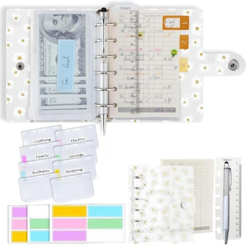 Harphia A7 Accounting Binder Set, Daisy Ringbound Planner with Refills