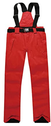 Herren Skihose Outdoor Sport Wasserdicht Damen Schneehose Erwachsene Hosenträger Winter Snowboard Hose Rot XXXL