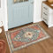 KIMODE Alfombra bohemia tribal de 60x90 cm, alfombra de entrada pequeña envejecida, alfombra bohemia de lana sintética, antideslizante, lavable, cocina, baño