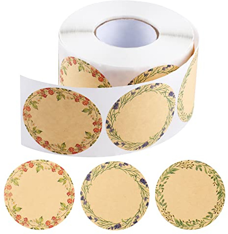 BESARME 600 Pcs 2 Canning Labels for Jar Easter Gift Tag Stickers Kraft Labels for Jar Floral Stickers Food Containers Lids Spice Bottle Sticker