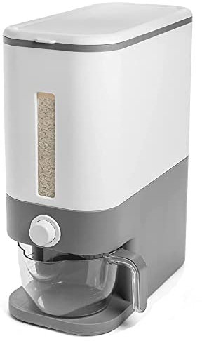J-hong 25 Lbs Rice Dispenser, Large Grain Container Storage with Lid Measuring Cylinder Moisture Proof Household Cereal Dispenser Bucket for Kitchen wide range of grains