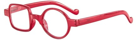 Kodilin Occhiali da Lettura Rotondi e Quadrati per Uomo e Donne - Anti Luce Blu per Computer o Gaming, Cerniera a Molla - 1.0, 1.5, 2.0, 2.5, 3.0, 3.5 (Rosso, 1.50)