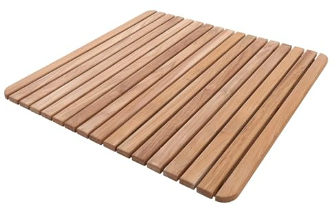 Nordic Style Premium Teak-Dusch- und Badematte für den Innen- und Außenbereich – rutschfeste Holzplattform für Spa, Sauna, Pool, Whirlpool – Bodenbelag Dekor und Schutz (61x61 cm, natürliches Finish)