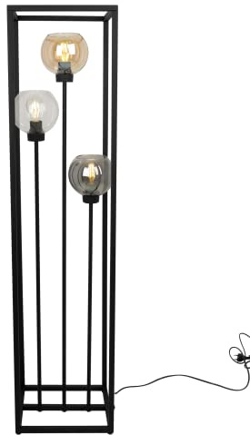 Light-Home HAGA CAGE Lampadaire Moderne - Lampadaire sur Pied Salon - Lampadaire Trepied Élégant pour Salon Chambre et Bureau - Elégante lampe industrielle -Noir - Mix - 130x30x25 cm