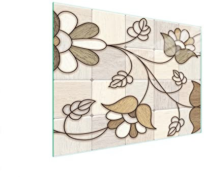 DarHaus Tagliere da cucina in vetro temperato, Copri-piano cottura a induzione, piano decorativo universale 40x30 cm, Fiori modello