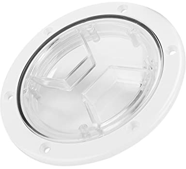 Tbest Parti di Nave/Yacht, Boccaporto di Accesso Al Ponte della Barca Copertura Trasparente Piastra Rotonda in ABS Bianco per Yacht Marino per (4in/10.16cm) (10,2 cm / 4 pollici)