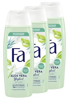 FA Duschgel Aloe Vera Yoghurt (3x 250ml), pflengende Duschcreme mit milder Formel und angenehmen Duft nach Aloe Vera, Vegan, 94% Inhaltstoffe natürlichen Ursprungs