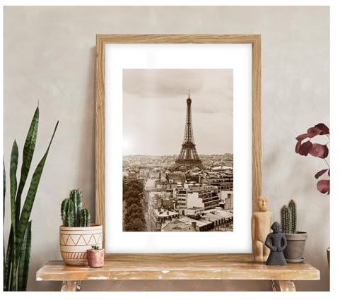 Pix FRAMES Bilderrahmen 40x60cm - Holz Fotorahmen - Eiche | Holzbilderrahmen mit Plexiglas - Bilderrahmen Holz zum Aufhängen - Wooden Picture Frame - Photo Frame zum Aufstellen