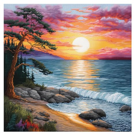 cukol cukol Kit Punto Croce da Ricamare Prestampato Completo, 11CT 40x40 cm