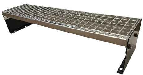 Kaminbau Mierzwa Premium Stahl Treppe Freistehend Wangen Anthrazit / 1 Stufe verzinkt (Breite 1000 mm) (Höhe 20 cm) Wetterfest Gitterroststufe Gartentreppe