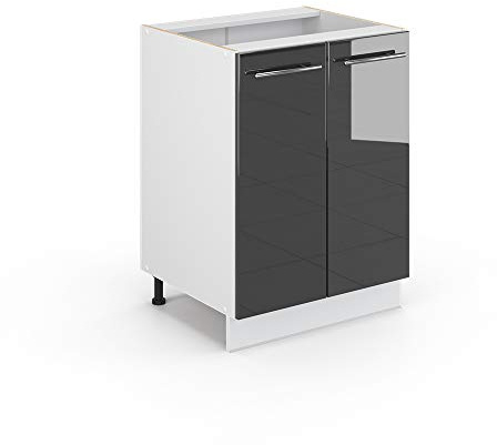Vicco Midischrank Fame-Line, Anthrazit Hochglanz, 60 x 82 cm | ohne Arbeitsplatte, zur Aufbewahrung von Badutensilien und Reinigungsmitteln