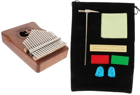 17-ton Kalimba mit Katzenmotiv, Schwarzes Mahagoni, Kleiner Daumenklavier | Kinder, Fein Polierte Klangplatten, 1 Satz, Handliches Design, Geeignet zum Spielen und Lernen