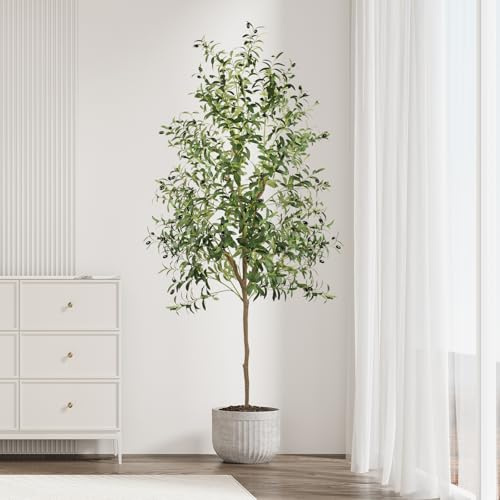 YOLEO Árbol de olivo artificial de 210 cm, plantas artificiales, grandes olivos, artificiales, como auténtico, para salón, dormitorio, oficina, decoración (tipo 2)