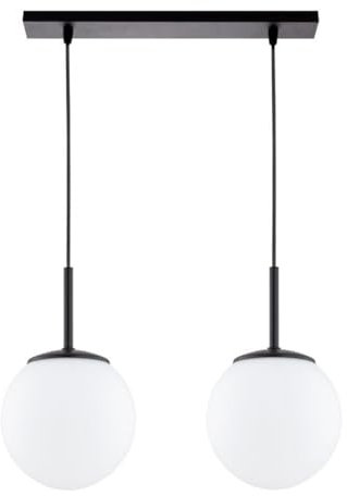 KAR LIGHTING Pendelleuchte 2-flammig aus Stahl & Glas | Hängelampe E27 in Schwarz für Wohn-, Ess- & Arbeitszimmer | Höhe verstellbar | Modern & LED-kompatibel
