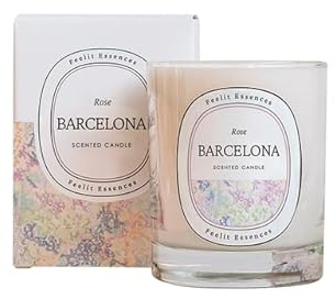 Feelit - Velas Aromáticas Perfumadas - Recuerdo de Barcelona - Aroma de Rosa - Velas Naturales de Soja 180 g 50 Horas - Velas Decorativas para el Hogar - Para Regalar - Fabricación Artesanal España