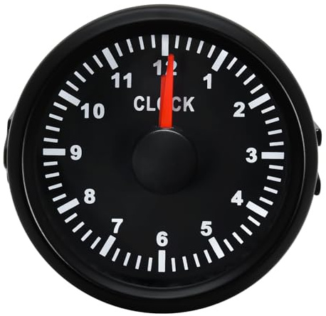 Jauge d'horloge 52 mm avec rétroéclairage rouge, 0-12 heures Compteur Horlomètre, pour voiture, bateau, yacht, 9-32 V