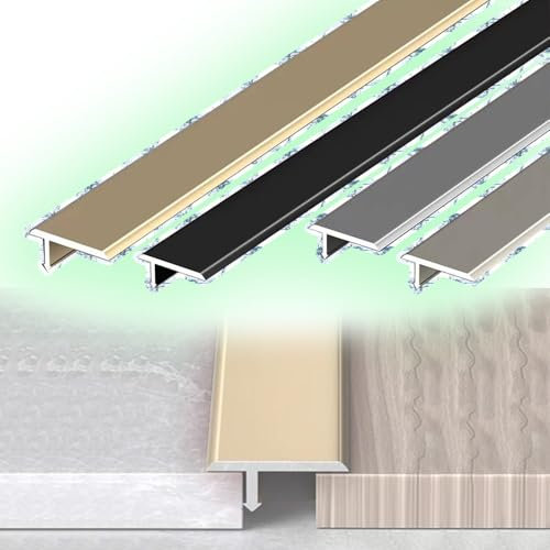 QSPNVFB T-Profil Übergangsstreifen, Aluminium Bodenlücken Abdeckleisten, Trennstreifen Für Boden Türschwelle, Metall Laminat Übergangsschiene 3 Pcs(Silver,W 1.6CM)