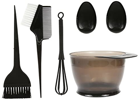 Pretfy 5PCS Hair Dye Color Brush and Bowl Set Ear Caps Dye Mixer Hair Tint Dying Coloring Applicator