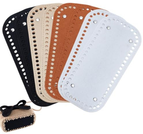 PH PandaHall 8pz Fondo per Borsa in Feltro 4 Colori Basi per Borse Uncinetto, 22x10cm Fondo Cestino Uncinetto Rettangolare Borsa Crochet con Fori per Borsetta Fai Da Te