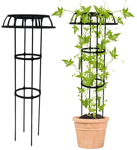 Quibbay Enrejado de jardín para plantas trepadoras, paquete de 2 enrejados superiores de hongos de 41.3 pulgadas para plantas trepadoras, enrejados de metal inoxidable para plantas trepadoras