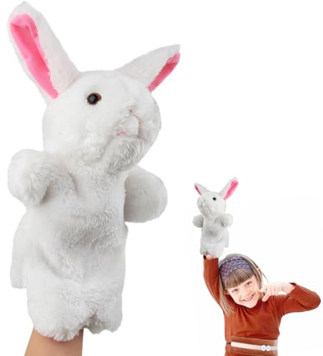 ACTOYS Handpuppe Hase, Handpuppen für Kinder, Osterhase, Handpuppen, Handpuppen für Erwachsene Hände, für Handpuppen für Erwachsene Hände, Puppentheater (Weißes Kaninchen)