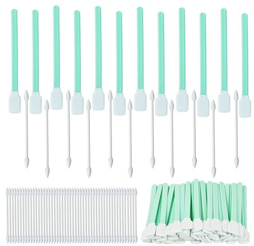 Lunaanda Reinigungsstäbchen Set, 50 Stück Quadratische und 50 Stück Spitze Reinigungstupfer Staubfreie Schaumstoff Wattestäbchen für Drucker, Kamera, Tastatur, Telefon, Optische Linsen und Geräte