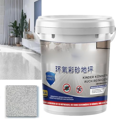 Clisole Epoxy Colored Sand Floor Paints, High-Gloss Marble Effect Epoxy Floor Coating, Waterproof Water-Based Epoxy Floors Paint (light grey)