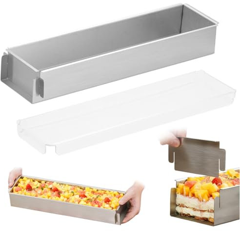Hintyne Molde Rectangular Para Pasteles 30 X 10 X 5 Cm Antiadherente De Acero Inoxidable Con Tapa Transparente Fácil De Limpiar Ideal Para Tiramisú Y Brownie.