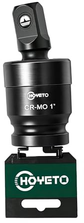 1 Impact Swivel Socket Set, Universal Joint for Tight Spots in Car Repair | 360° Pivoting U-Joint Adapter, Cr-Mo Steel Ball Spring Design, Reaches Confined Engine Bolts, Fits Impact Wrenches & Ratchets
