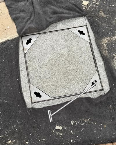 Drain Cover Invisible Embedded Sewer Lid and Frame, Stainless Steel Square Manhole Cover for Concrete Cement Tile Sand, Heavy Duty Driveway Inspection Gutter(25x25x8cm/9.8x9.8x3inch)