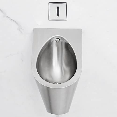 Orinatoio moderno da parete in acciaio inox, ad alta efficienza, con valvola di scarico, per spazi pubblici e commerciali, ideale per hotel, bar e aeroporti